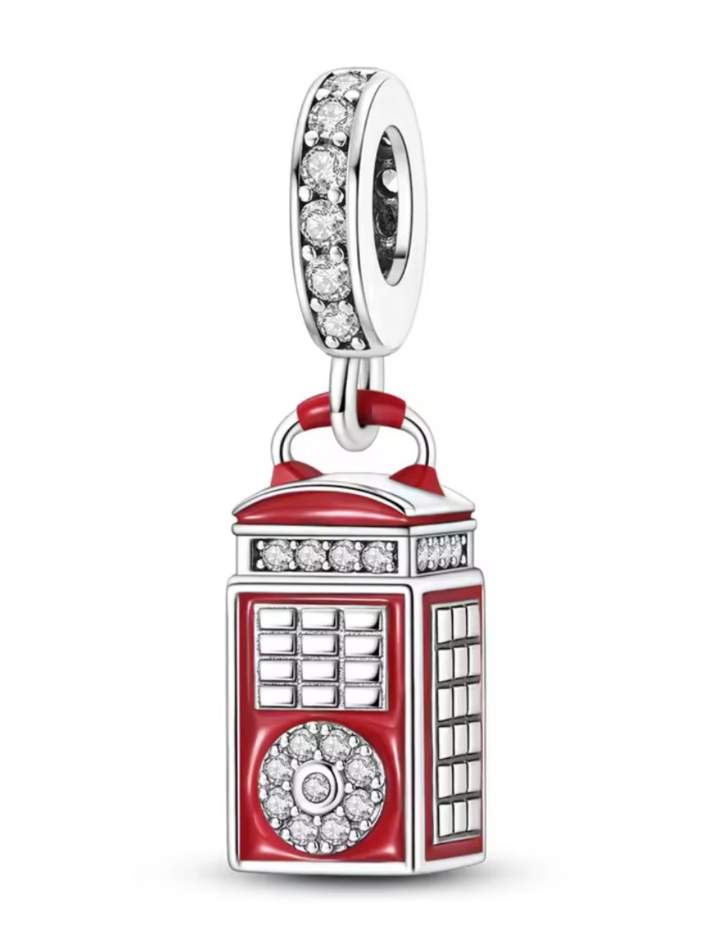 NWOT London British Telephone Booth Dangle Charm Sterling Silver 925